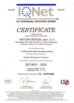 Certifikát ISO 9001