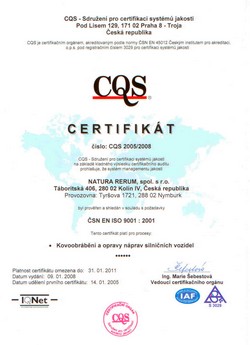 Certifikát ISO 9001